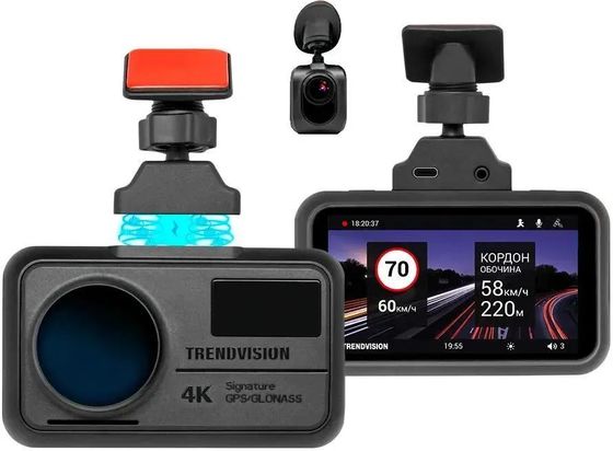 Видеорегистратор TrendVision TDR-725 Real 4K 2CH черный 170° 2160x3840 Wi-Fi