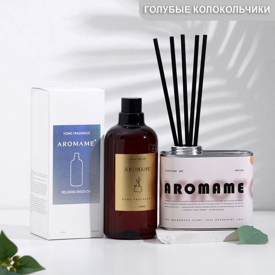 Набор диффузор ароматический &quot;Aromame&quot;, голубые колокольчики, 500 мл, прямоугольная банка