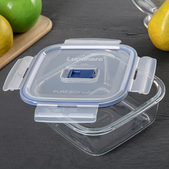 Контейнер ПЮРБОКС АКТИВ НЕОН ОРАНЖЕВЫЙ 760мл квадратный