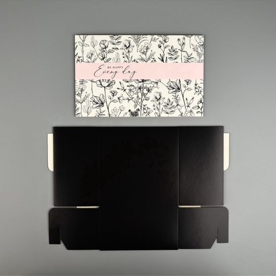 !09 Коробка подарочная (набор 2 штуки) складная «Be happy», 14 х 14 х 8 см.