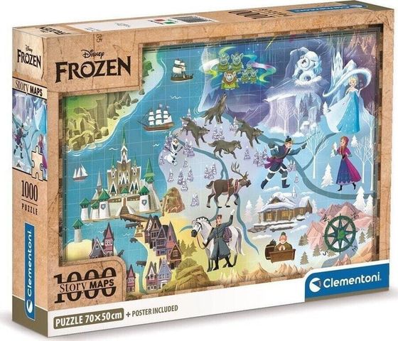 Clementoni CLE puzzle 1000 Compact DisneyMaps Frozen 39784