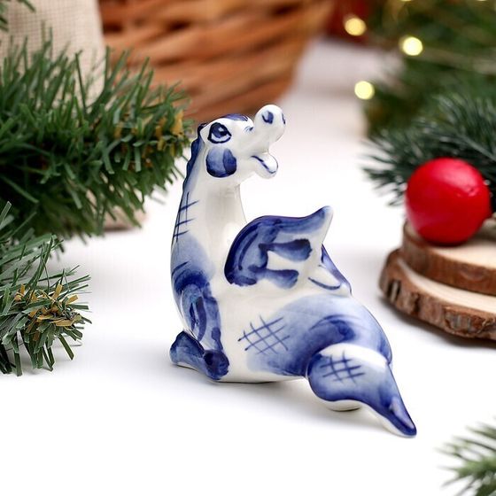 !09 Сувенир (набор 3 штуки) &quot;Дракон Зак&quot;, гжель