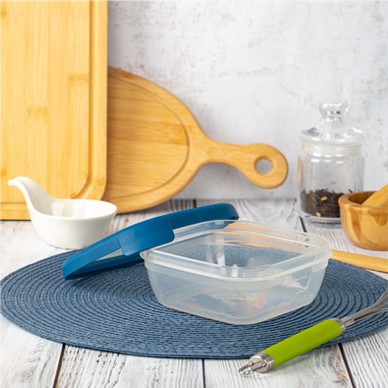 Контейнер для СВЧ GRAND CHEF ECO LINE прозрачный/синий 0.75л квадратный