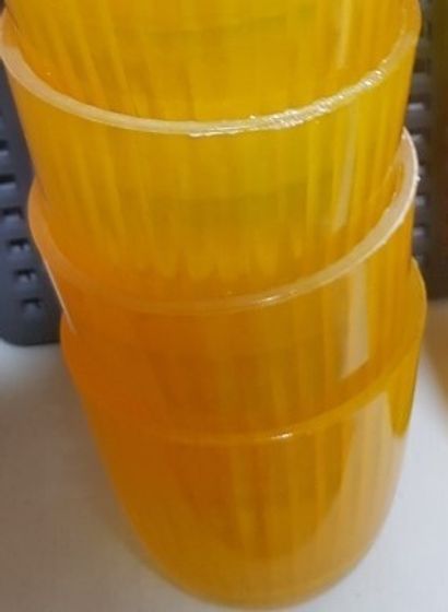 !09 Подсвечник 3 штуки "Балтика" 7х7 см, 140 мл.внутреннее рифление цвет оранжевый