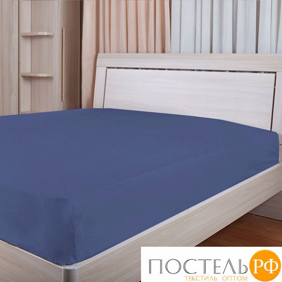 114911502-сг16 Простыня Primavelle 215х220 сатин синий (без резинки)