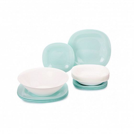 Столовый набор 19 предметов КАРИН ЛАЙТ ТЮРКУАЗ бело-голубой