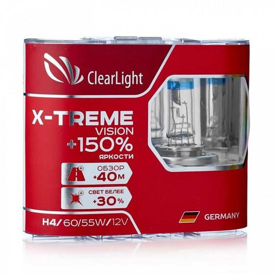 Лампа автомобильная, H4 Clearlight X-treme Vision +150% Light, набор 2 шт