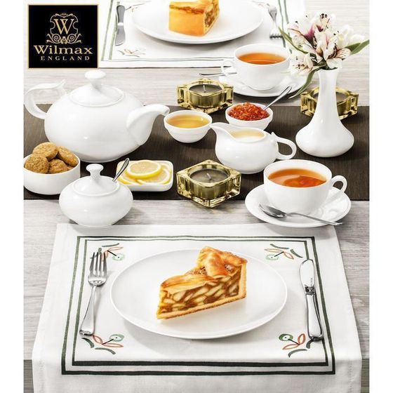 !09 Чайная пара фарфоровая Wilmax Olivia, 2 предмета: чашка 250 мл, блюдце d=15 см, цвет белый