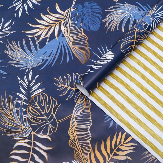 !09 Бумага упаковочная 2 листа глянцевая двусторонняя &quot;Тропики&quot;, 100 х 70 см