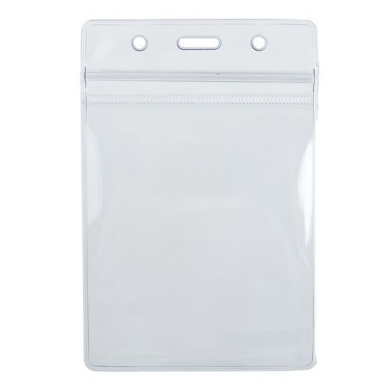 Бейдж-карман вертикальный, (внешний 110 х 70 мм, внутренний 80 х 65 мм), 20 мкр, с защёлкой зип