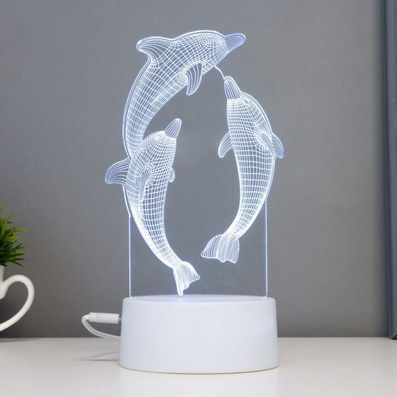 Светильник сенсорный «Дельфины» LED 7 цветов USB/от батареек белый RISALUX