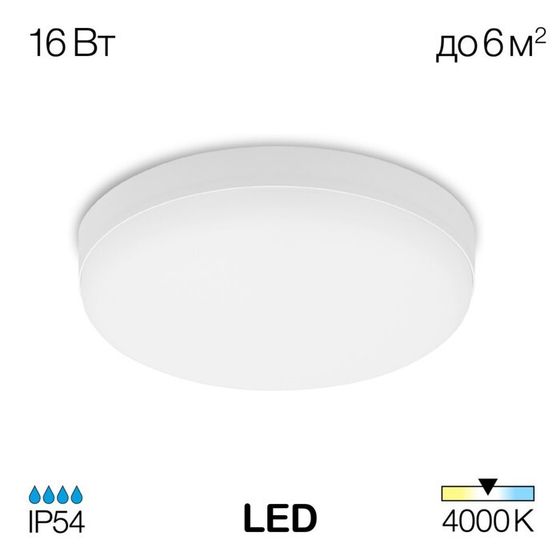 Светильник накладной Citilux «Люмен» CL707011, 17х17х4 см, 1х16Вт, LED, цвет белый