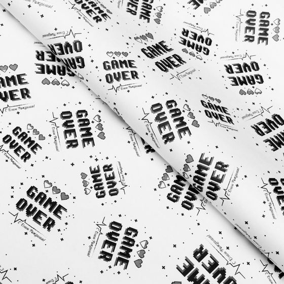 !09 Бумага упаковочная 2 листа крафт &quot;Game Over&quot;, 50x70 см.