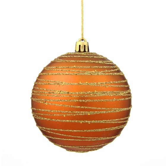 Набор из 12шт, Украшение новогоднее Шар &quot;Спираль золотистая&quot;, D8 см, L35 W28 H21 см