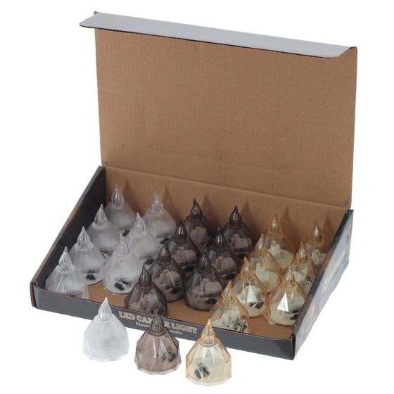 Изделие декоративное &quot;Свеча&quot; (подсветка, 3xLR41) (блок микс 24шт), L3,5 W3,5 H5 см, 3в.