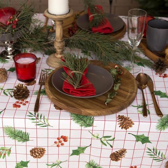 !Скатерть New Year 146х220см, 100%хл, рогожка 164 г/м2