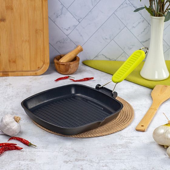 Гриль Saporelax 26x26см со складной силиконовой ручкой GREEN