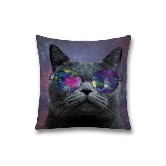Наволочка декоративная «Кот в очках», размер 45 х 45 см, вшитая молния