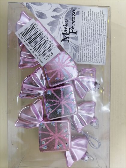 !НАБОР ЕЛОЧНЫХ ИГРУШЕК 8 ШТУК MARKO FERENZO "PINK DREAMS" - КОНФЕТА, 10 СМ., ЦВЕТ РОЗОВЫЙ