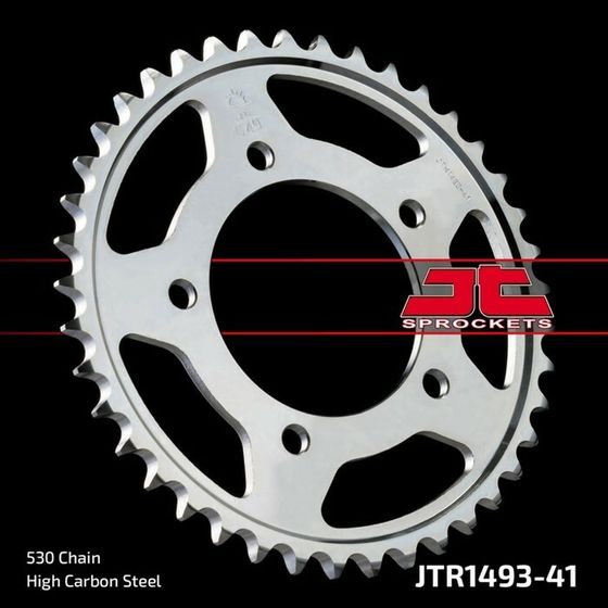 Звезда задняя ведомая JTR1493 для мотоцикла стальная, цепь 530, 41 зубье