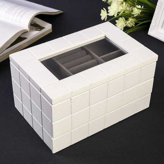 Шкатулка для украшений «Клетка», дерево, коричневая, 13.8×16.5×24 см