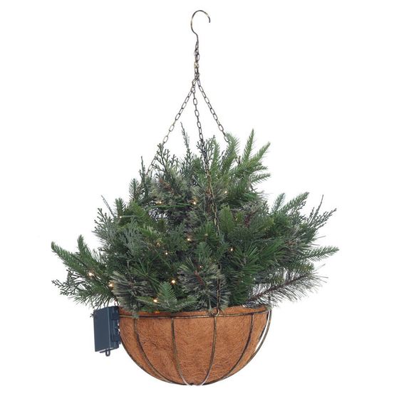 Кашпо хвойное с подсветкой, 50 LEDламп, 173ветки  (3хАА н/п), L60 W36 H73 см