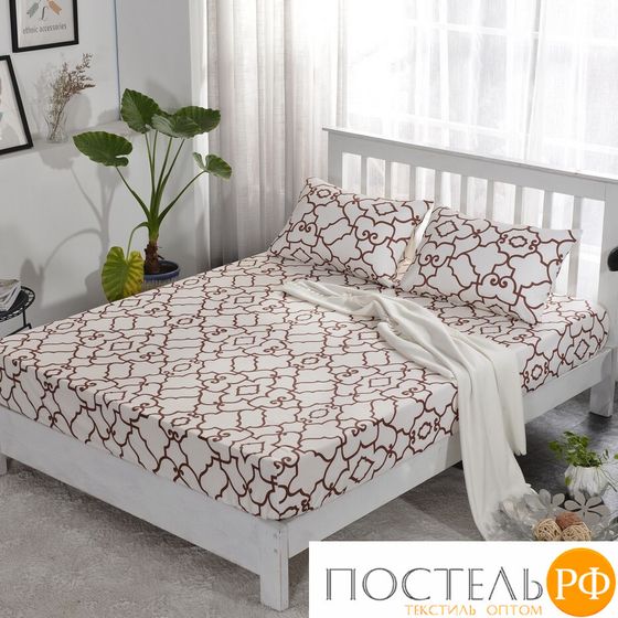 PCT-R-301 Простынь сатин на резинке печатная 180x200, (высота-20 см)