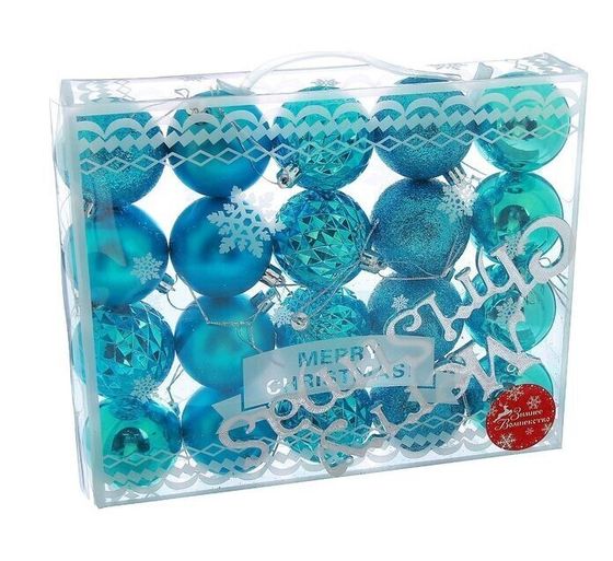 !09 Набор елочных игрушек(16 штук): Ёлочные игрушки "Нобиле" d=6 см, цвет бирюзовый