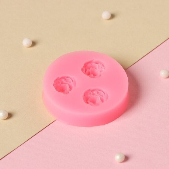 !09 Молд «Три малых розы», 4,5 см, цвет розовый