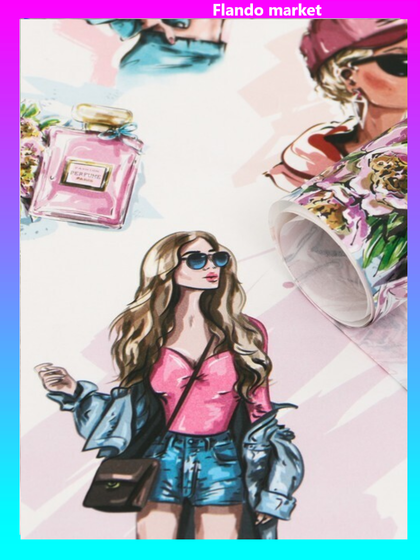 !09 Бумага (набор 5 листов) упаковочная глянцевая "Женский стиль" 70 х 100 см.