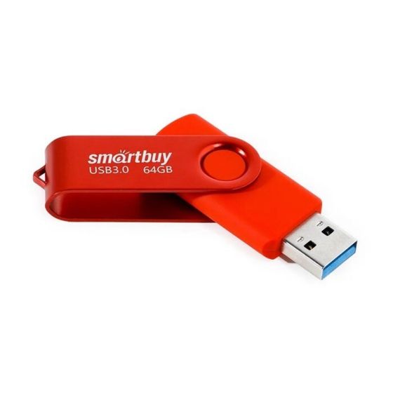 Флешка Smartbuy 064GB3TWR, 64 Гб, USB3.0, чт до 70 Мб/с, зап до 40 Мб/с, красная