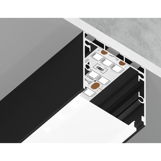 Профиль алюминиевый накладной/подвесной Ambrella Illumination Profile System, GP2550BK, 2000х35х35 мм, цвет чёрный, матовый рассеиватель