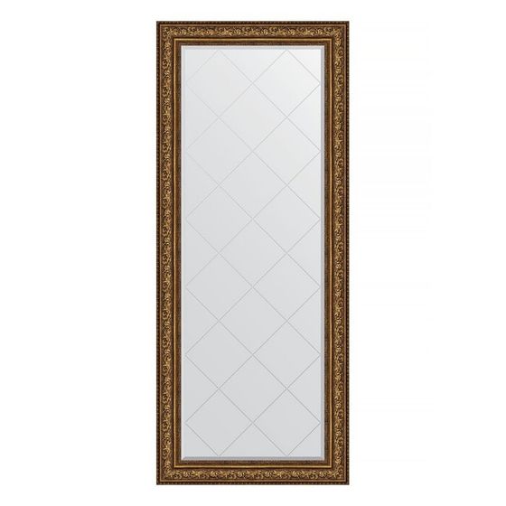 Зеркало напольное с гравировкой в багетной раме, виньетка состаренная бронза 109 мм, 85x205 см   752
