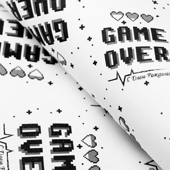 !09 Бумага упаковочная 2 листа крафт &quot;Game Over&quot;, 50x70 см.