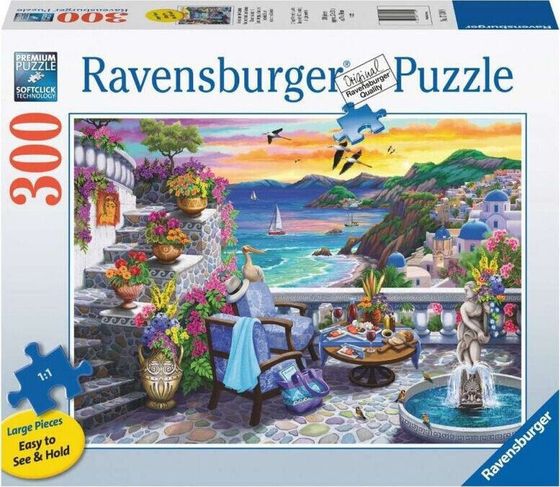 Ravensburger Puzzle 2D большого формата Закат над Санторини 300 деталей