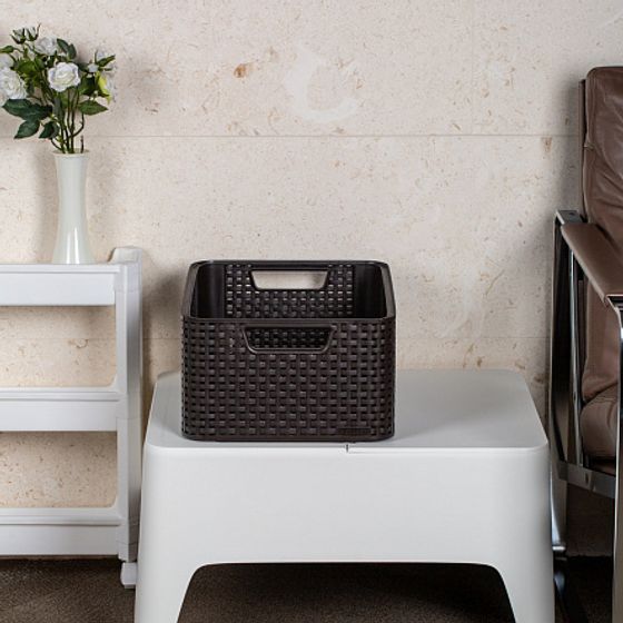 Корзина RATTAN STYLE BOX M крышка тёмно-коричневая