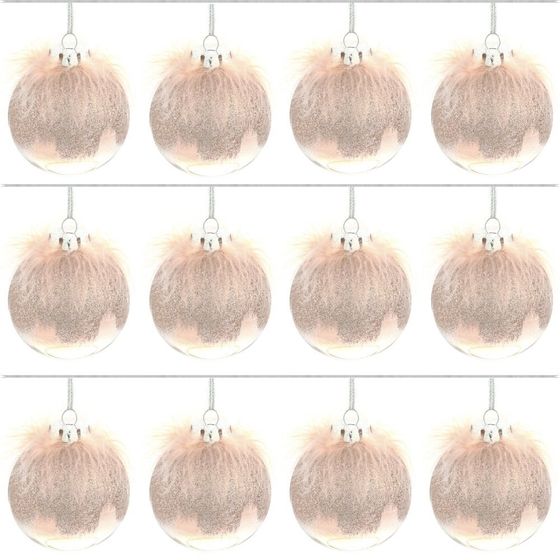Набор из 12шт, Украшение новогоднее Шар &quot;Перышко страуса&quot;, D8 см, L35 W27 H9 см