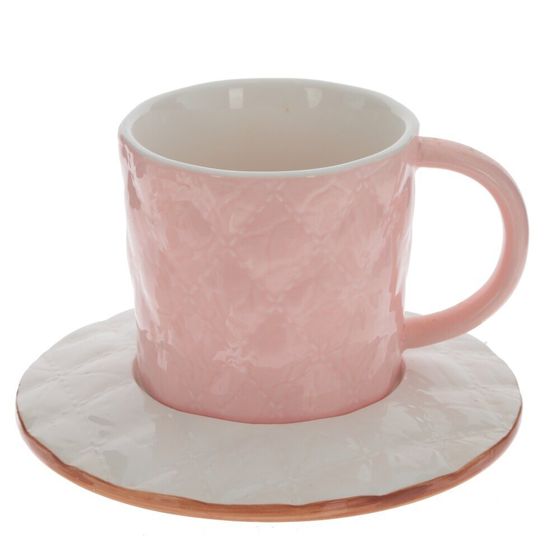 Кружка с блюдцем, 250 мл, L14 W14 H9 см, дизайн микс