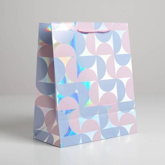 !09 Пакет (набор 3 штуки) подарочный голографический «Не верь слухам», 23 × 27 × 11,5 см