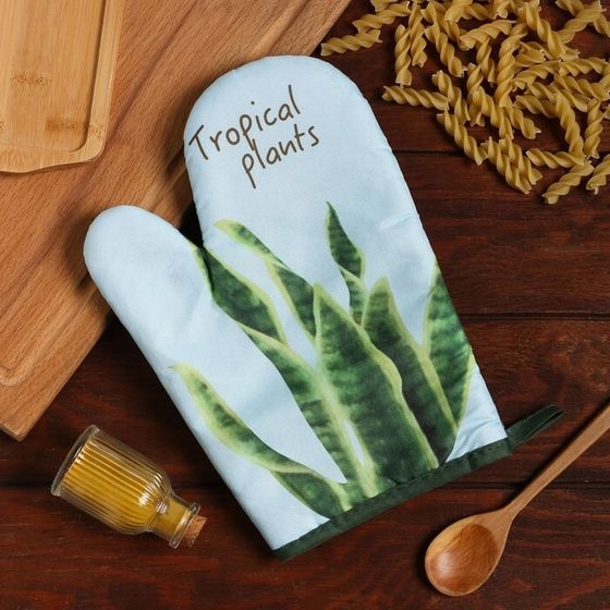 Варежка Доляна &quot;Tropical&quot; цвет голубой 26х16 см, 100% п/э