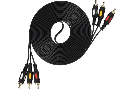 Кабель GoPower 3XRCA(m)-3XRCA(m) 5м черный (00-00027486)