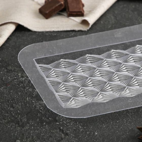 !09 НАБОР 3 ШТУКИ -Форма для шоколада и конфет «Плитка Инфлексия», 17×8,5×1 см, цвет прозрачный