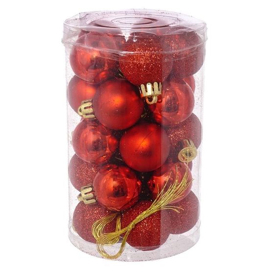 Набор из 25шт, Украшение новогоднее Шар &quot;Снежок красный&quot;, D3 см, L8 W8 H13 см