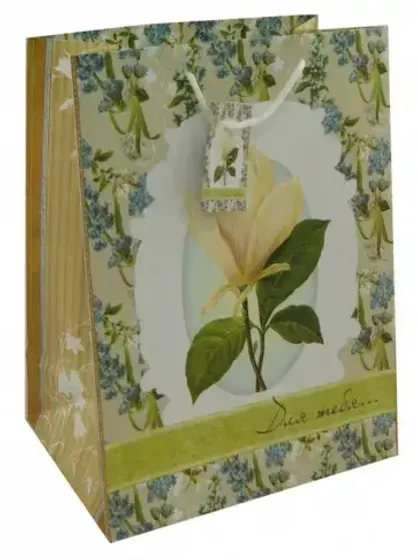 !09 Набор из 2-х пакетов размер 26x32 см.: Бумажный пакет "Рисовые амадины" + Бумажный пакет "Летние цветы"