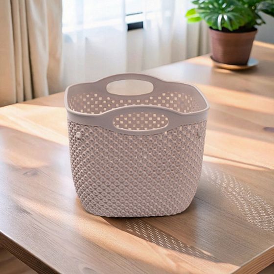 Корзина DIAMOND латте 18.8х18.8х15.8см круглая с ручками