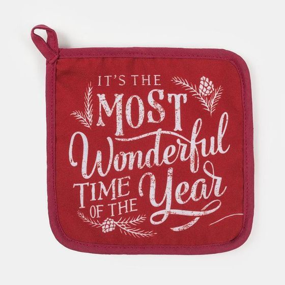 !09 Набор новогодний кухонный "Happy new year": варежка-прихватка 20х28 см, прихватка 17х17 см