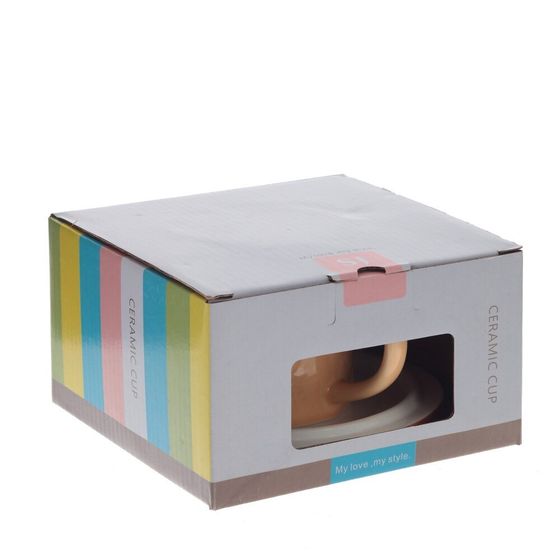 Кружка с блюдцем, 250 мл, L14 W14 H9 см, дизайн микс