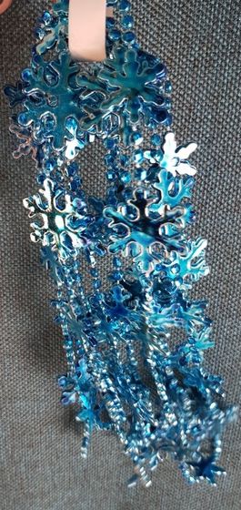 !09 НАБОР 3 ШТУКИ - ЕЛОЧНОЕ УКРАШЕНИЕ MARKO FERENZO - БУСЫ &quot;СНЕЖИНКИ&quot; 2,7 М., ЦВЕТ БИРЮЗА