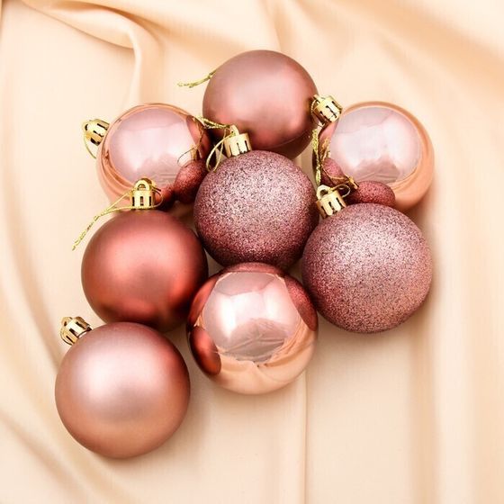 !09 Набор елочных шаров (набор 8 штук)&quot;Нежный гламур&quot; d-6 см, пластик