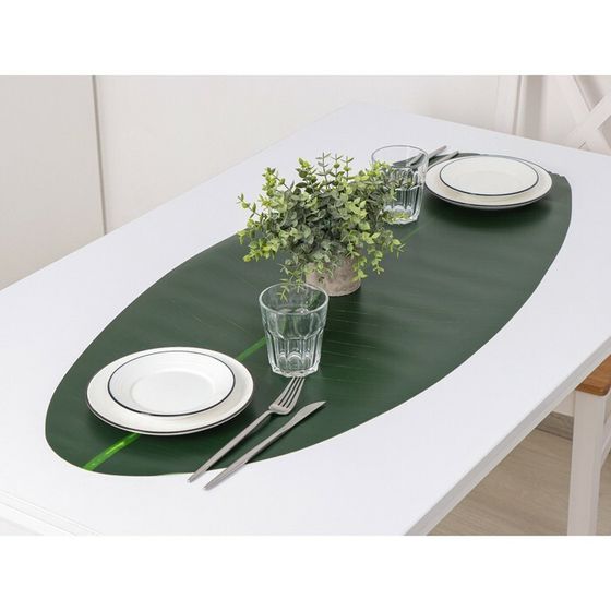 Дорожка для стола «Лист», 106×46 см, цвет зелёный